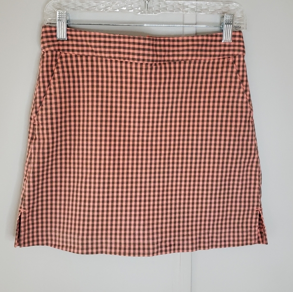 Lady Hagen Pants - Lady Hagen Peach Gingham Golf Skort